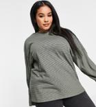 Asos Design Curve Oversized Textured Stripe T-shirt With Long Sleeve-multi