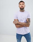 Boohooman Longline T-shirt With Man Embroidery In Lilac - Purple