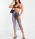 Asyou Mesh Swirl Midi Skirt With Lace Up Detail In Multi - Part Of A Set