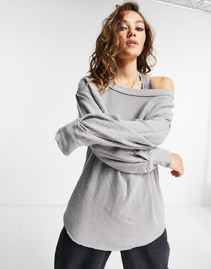 Free People Volume Sleeve Sweatshirt In Ivory-grey