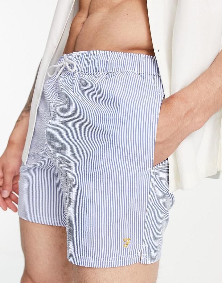 Farah Colbert Seersucker Swim Shorts-blues