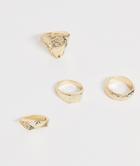 Asos Design Ring Pack With Animal Interest In Shiny Gold Tone - Gold
