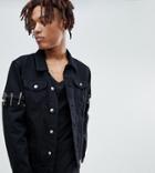 Sixth June Denim Jacket With Safety Pins In Black Exclusive To Asos - Black