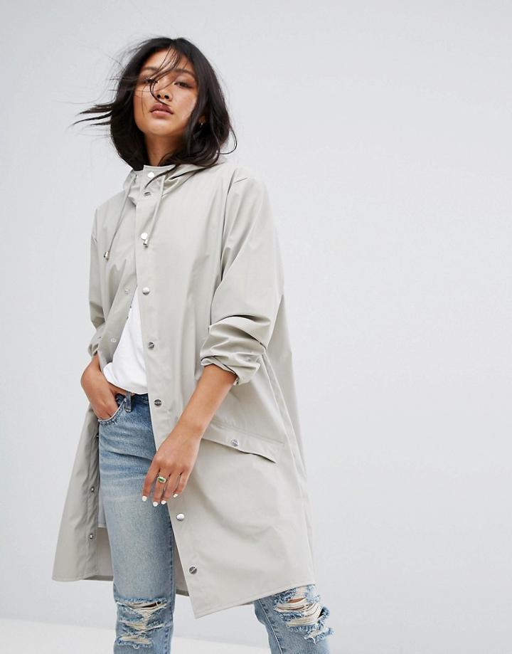 Rains Long Waterproof Jacket - White