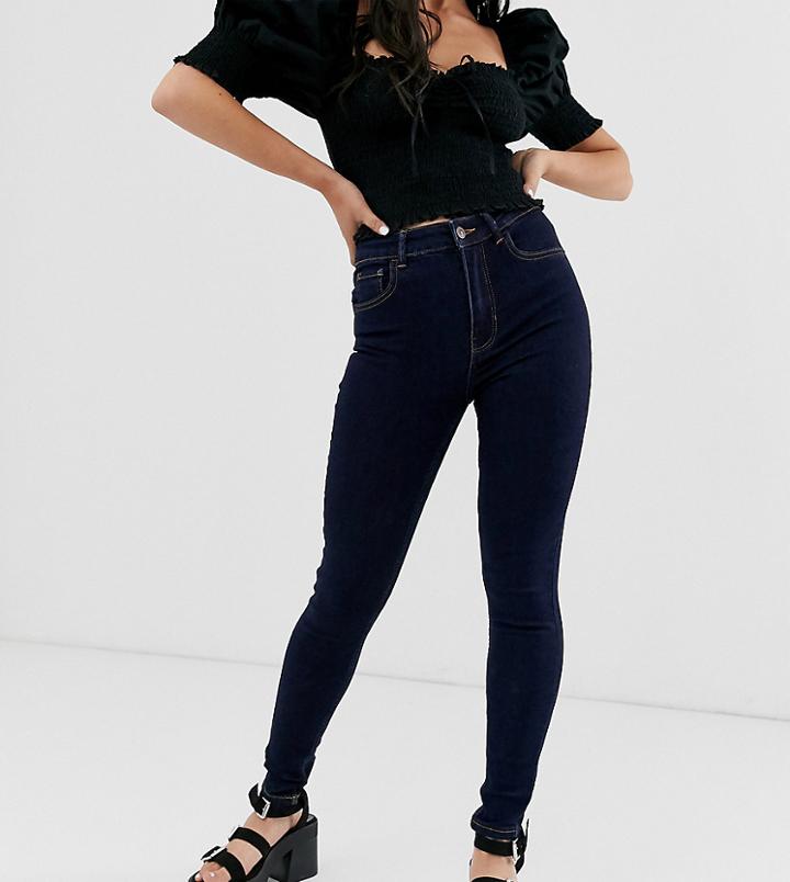 Bershka High Waist Skinny Jean In Blue