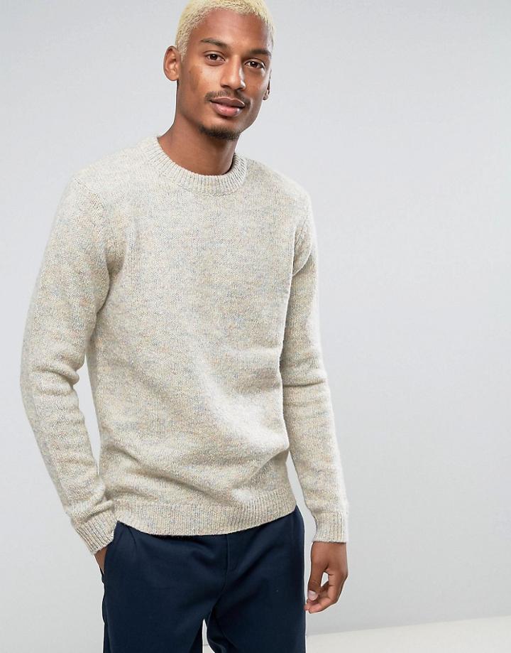 Asos Crew Neck Sweater In Multi Colored Yarn - Beige
