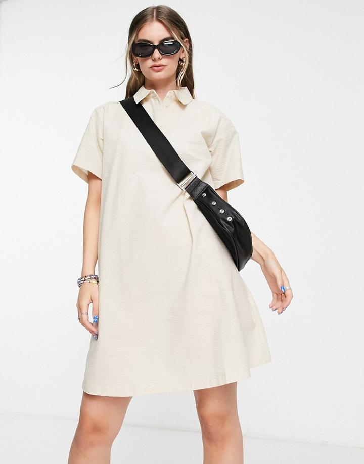 Jjxx Mini Shirt Dress In Oatmeal-white