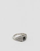 Asos Design Vintage Style Signet Ring In Silver With Embellishment - Silver