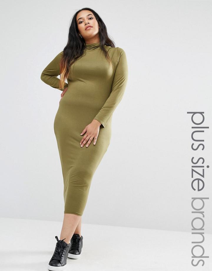 Missguided Exclusive Plus Size High Neck Midi Dress - Green
