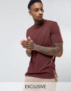 Mennace T-shirt With Raised Crew Neck In Burgundy - Red