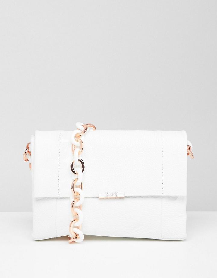 Ted Baker Soft Grain Leather Shoulder Bag - White