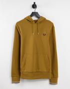 Fred Perry Tipped Overhead Hoodie In Tan-brown