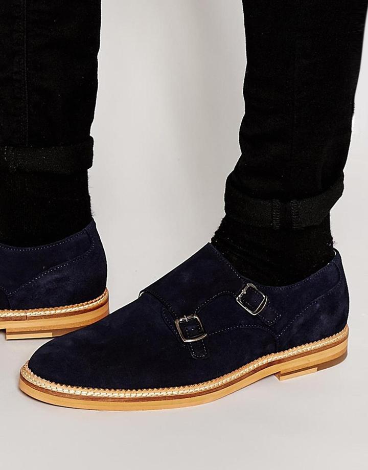 Kurt Geiger Sparrow Suede Monk Shoes - Navy