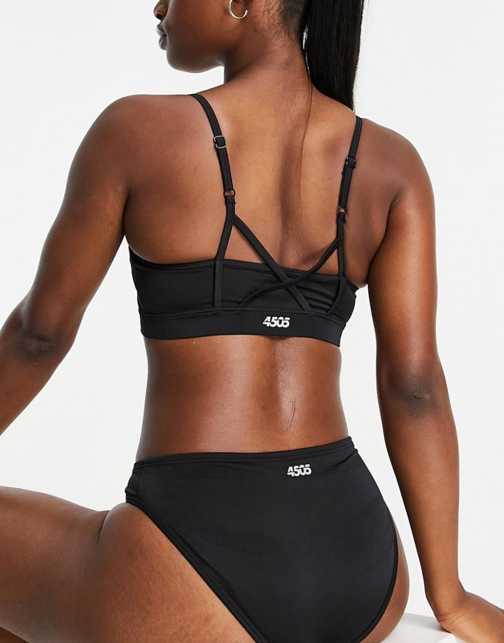 Asos 4505 Swim Square Neck Bikini With Strap Back Detail-black