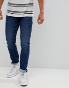 Only & Sons Slim Fit Jeans With Washed Detail In Mid Blue - Blue
