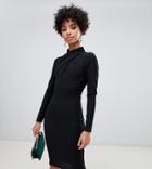 River Island Bodycon Dress With Twist Front Neckline In Black - Black