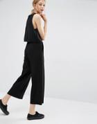 Dr Denim Abel Cropped Wide Leg Pants - Black