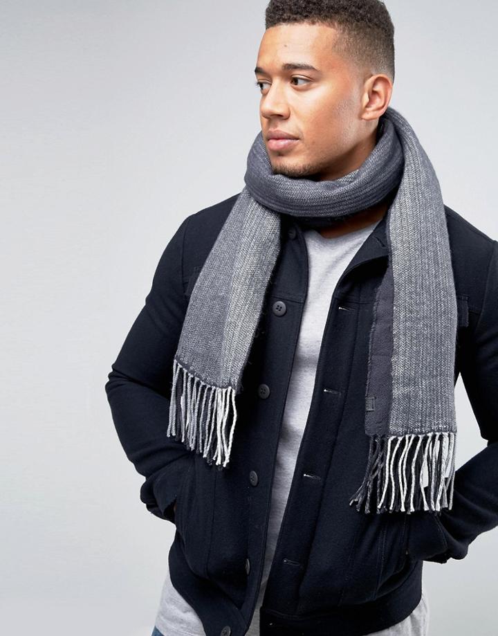 Esprit Scarf With Gradient Stripe - Black