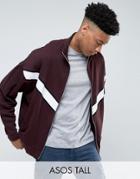 Asos Tall Oversized Jersey Track Jacket With Cut & Sew - Red