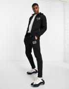 Armani Ea7 Train Core Id Box Logo Zip Through Hooded Fleece Tracksuit In Black