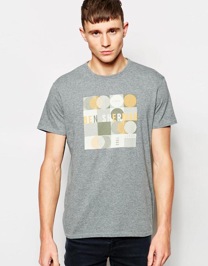 Ben Sherman T-shirt With Check Print Logo - Gray Mar