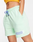 Crooked Tongues Sweat Shorts With Dem Moves In Bright Green - Part Of A Set