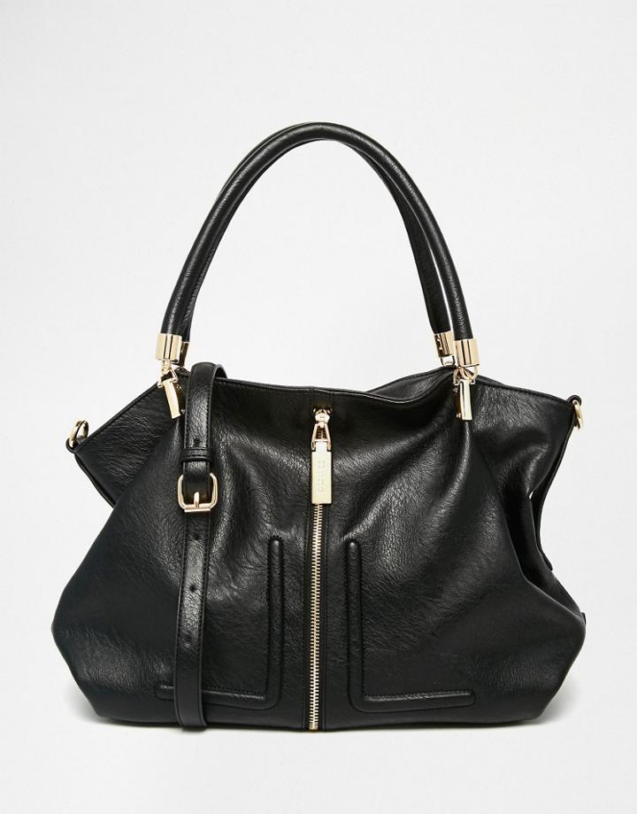 Dune Shoudler Bag With Zip And Tassle Detail - All Black