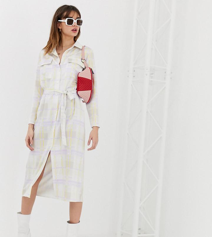 Reclaimed Vintage Inspired Midaxi Shirt Dress In Logo Check Print - Multi