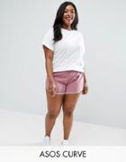 Asos Curve High Waist Runner Short With Binding - Purple