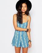 Motel Luella Button Front Romper With Lace Up In Festival Daisy Print - Luella Playsuit