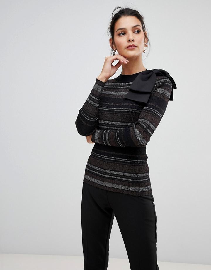 Ted Baker Layela Glitter Stripe Bow Sweater - Multi