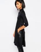 Vero Moda High Neck Lace Up Top - Black