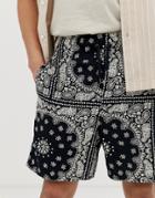 Jack & Jones Originals Boxy Shorts In Geo-tribal Print - Navy