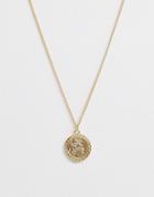 Asos Design Necklace With St Christopher Coin Pendant In Gold Tone