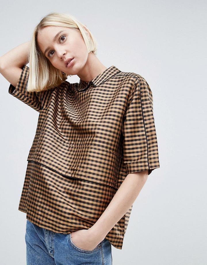 Ganni Preston Silk Shell Blouse - Brown