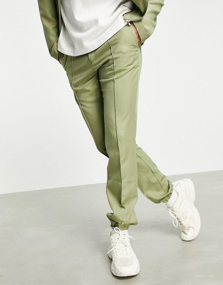 Asos Design Smart Slim Sweatpants In Black - Part Of A Set-green