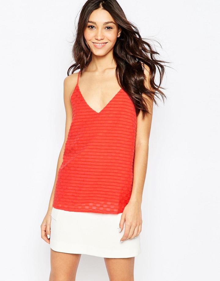 Vila Lado Textured Cami - Red
