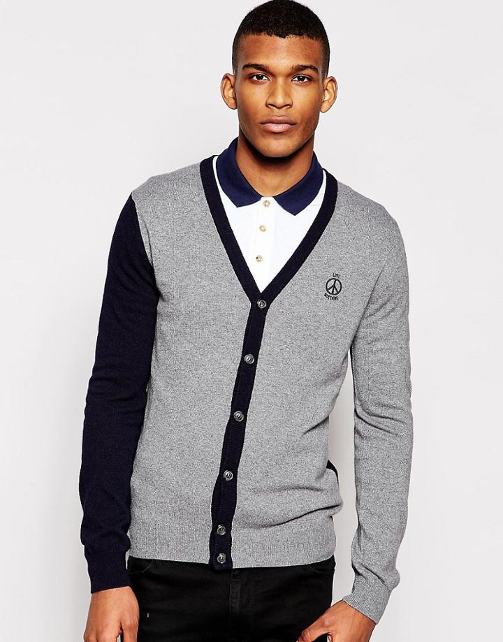 Love Moschino Cardigan Logo Contrast Sleeve - Gray