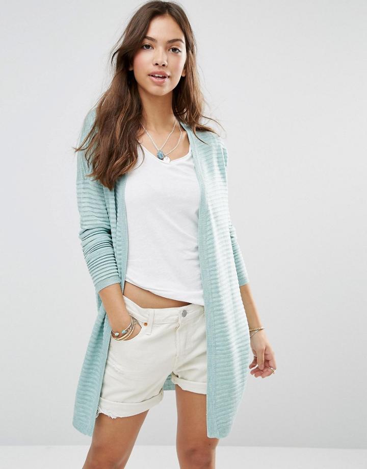 Only Olivia Long Sleeve Ribbed Cardigan - Gray Mist