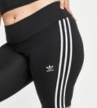 Adidas Originals Plus Adicolor High Waist 3-stripes Logo Legging Shorts In Black