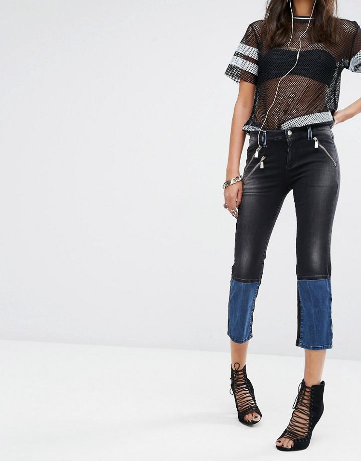 Versace Jeans Cropped Straight Leg Jeans - E899 Black