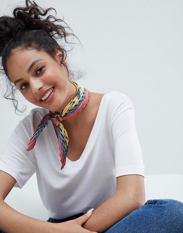 Bershka Pleated Floral Neck Scarf - Multi
