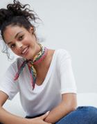 Bershka Pleated Floral Neck Scarf - Multi