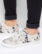 Asos Sneakers With Gray Marble Print - Gray