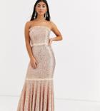 Jarlo Petite Bandeau Sequin Gown In Gold