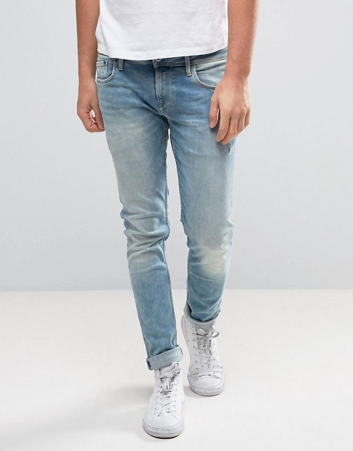 Pepe Jeans Finsbury Slim Fit Jeans In Light Wash - Blue