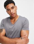 Asos Design T-shirt With V Neck In Washed Black