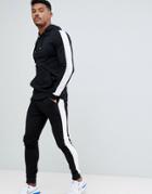 Asos Design Tracksuit Muscle Hoodie/ Extreme Super Skinny Sweatpants With White Side Stripe In Black