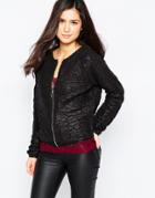 Vila Snake Effect Bomber Jacket - Black
