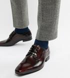 Dune Wide Fit Lace Up Derby Shoes In Burgundy High Shine - Red